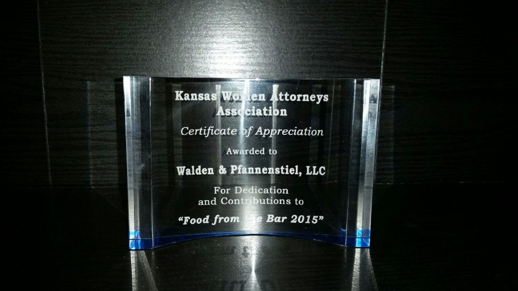 KWAA Food from Bar Certificate of Appreciation